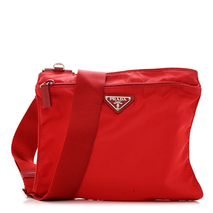 Prada Nylon Vela Saffiano Flat Messenger Bag Rosso 1 of 14