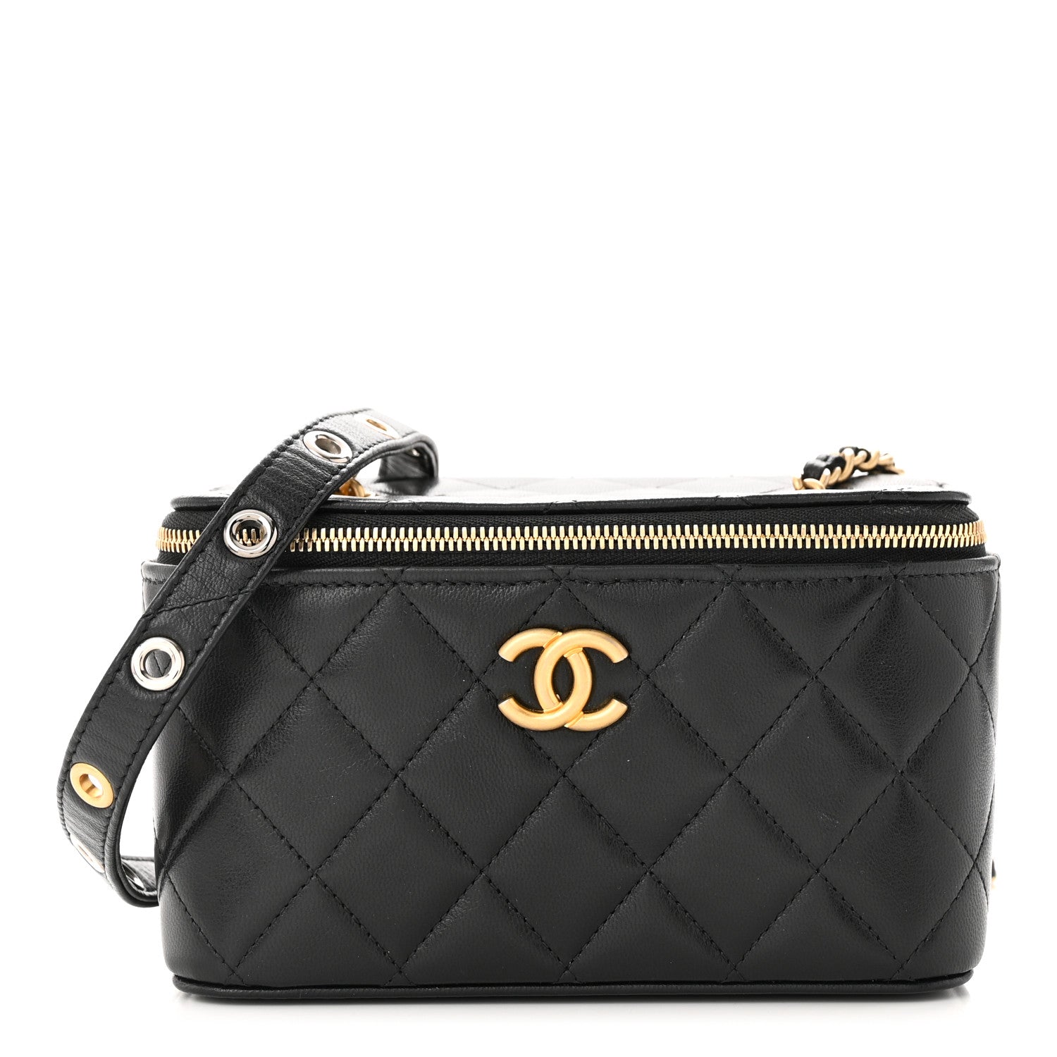 Chanel Goatskin Quilted Punk Essentials Vanity Case With Chain Black 1 of 11