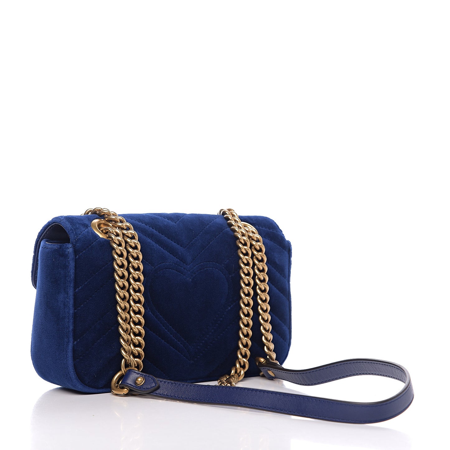 Velvet Matelasse Mini GG Marmont Shoulder Bag Cobalt Blue