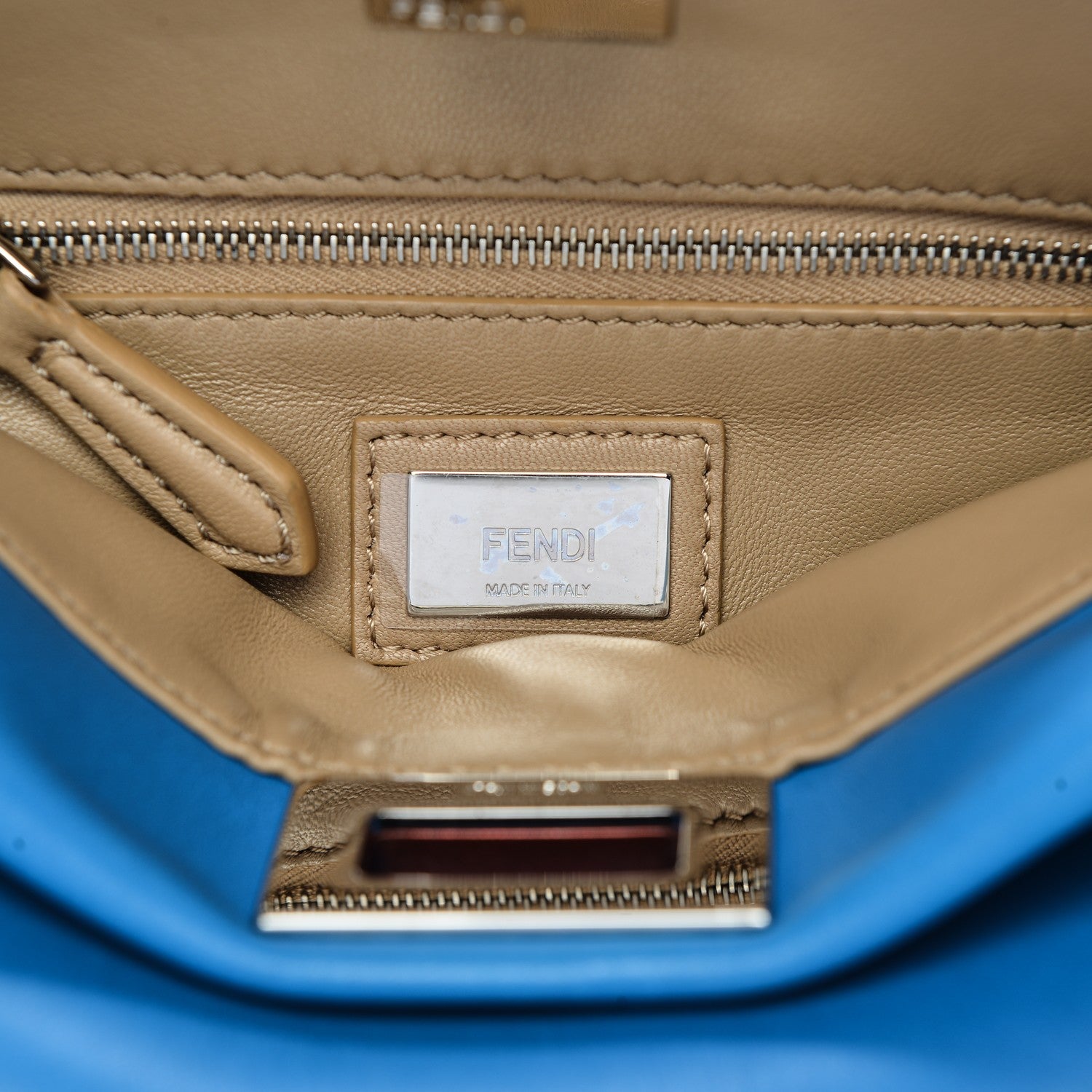 Fendi Nappa Colorblock Mini Peekaboo Iconic Satchel Blue Royal Papavero Cuoio 6 of 6