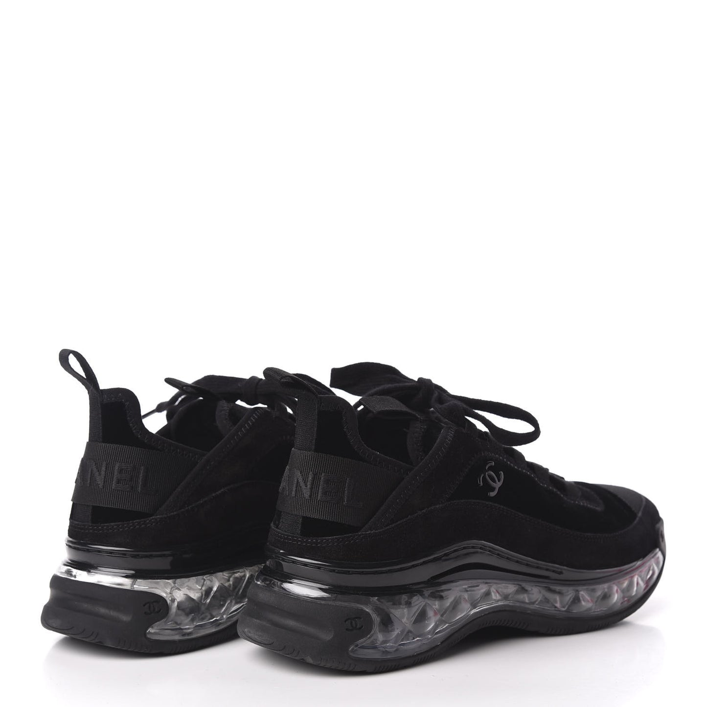 Suede Calfskin Velvet Grosgrain CC Sneakers 37.5 Black