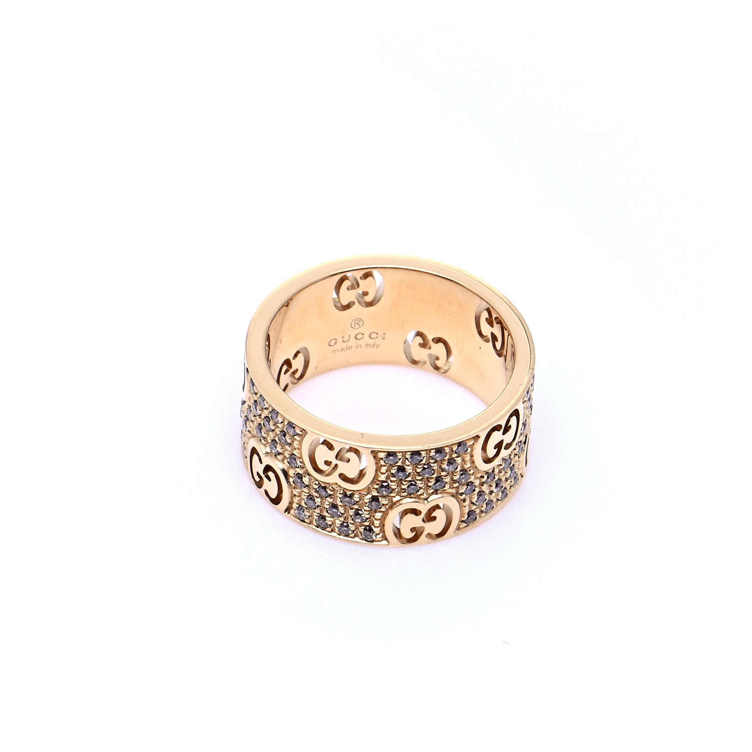 Gucci 18K Yellow Gold Diamond Wide Icon Stardust Band Ring 52 6 4 of 7