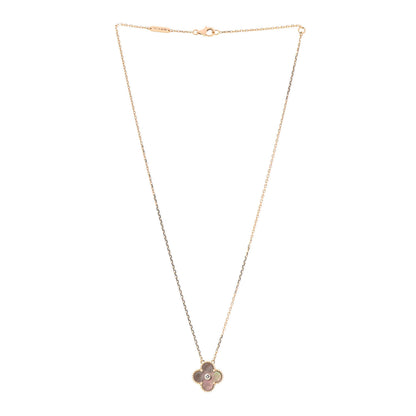 Van Cleef & Arpels 18K Rose Gold Diamond Grey Mother of Pearl Vintage Alhambra Pendant Necklace 3 of 7