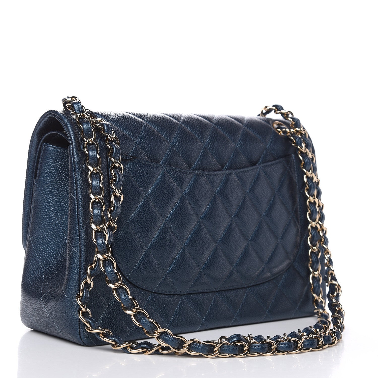 Chanel Iridescent Caviar Quilted Jumbo Double Flap Dark Blue 3 of 12