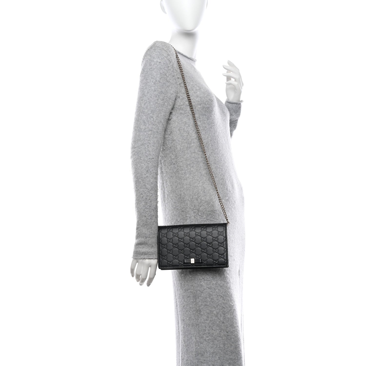Gucci Guccissima Signature Bowy Chain Wallet Black 2 of 9