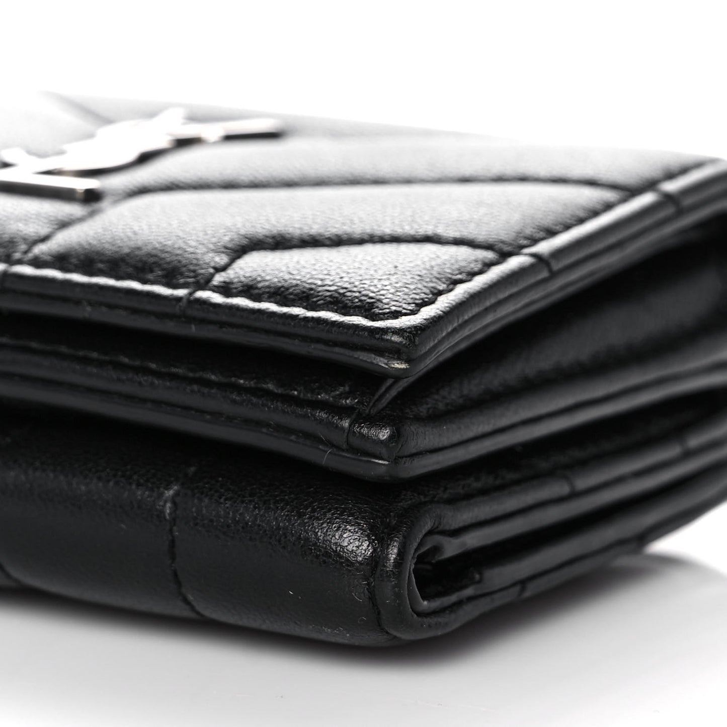 Lambskin Y Quilted Monogram Loulou Tiny Wallet Black