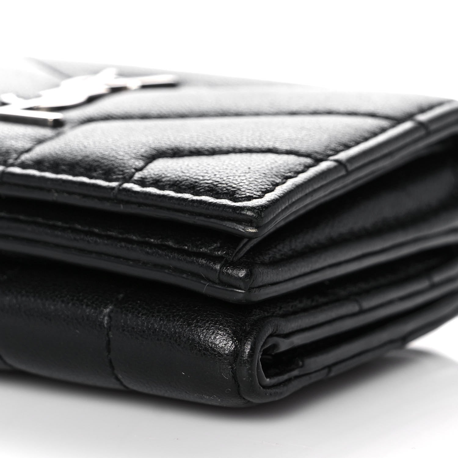 Saint Laurent Lambskin Y Quilted Monogram Loulou Tiny Wallet Black 9 of 12