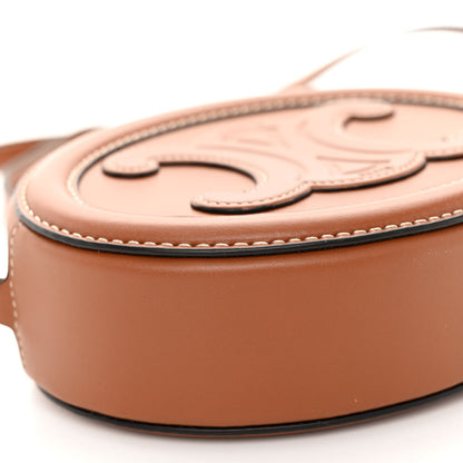 Celine Smooth Calfskin Cuir Small Triomphe Oval Crossbody Purse Tan 8 of 9