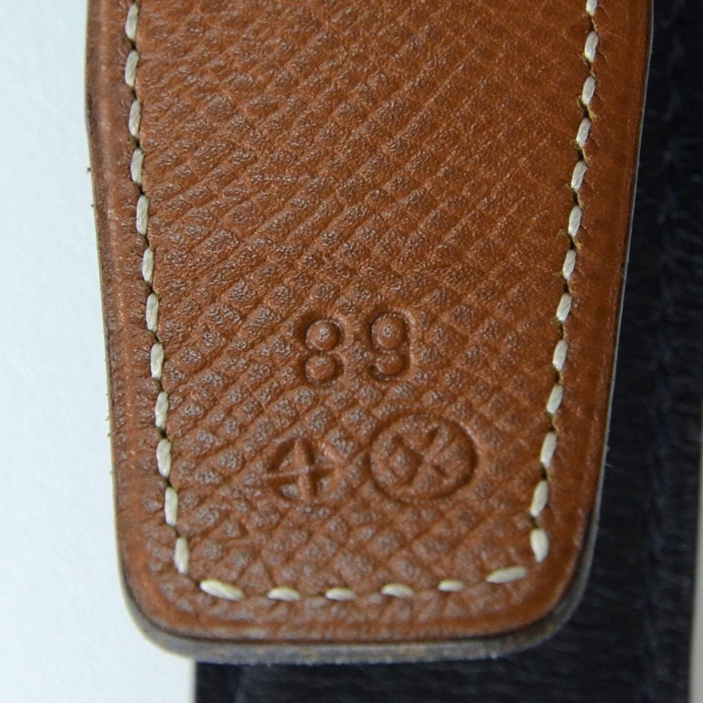 Box Courchevel Reversible Belt Strap Black Gold 68