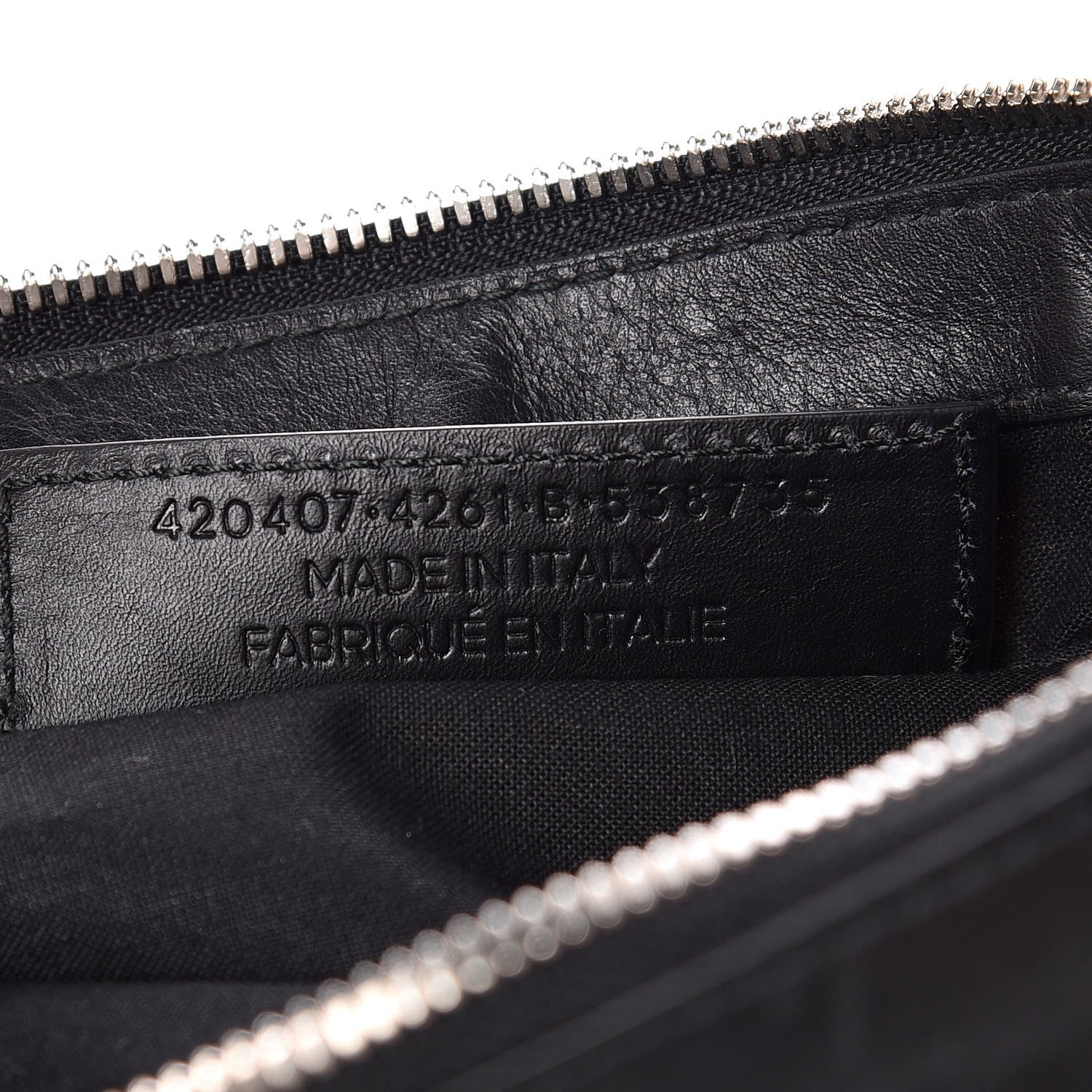 Balenciaga Calfskin Cotton Canvas Striped Logo Clutch Navy 7 of 10