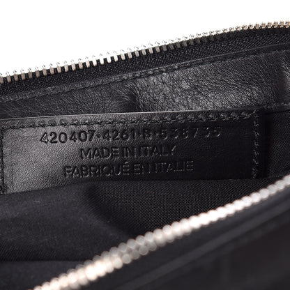 Balenciaga Calfskin Cotton Canvas Striped Logo Clutch Navy 7 of 10
