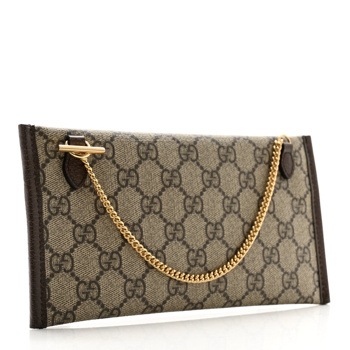 GG Supreme Monogram Large Rajah Chain Clutch Brown