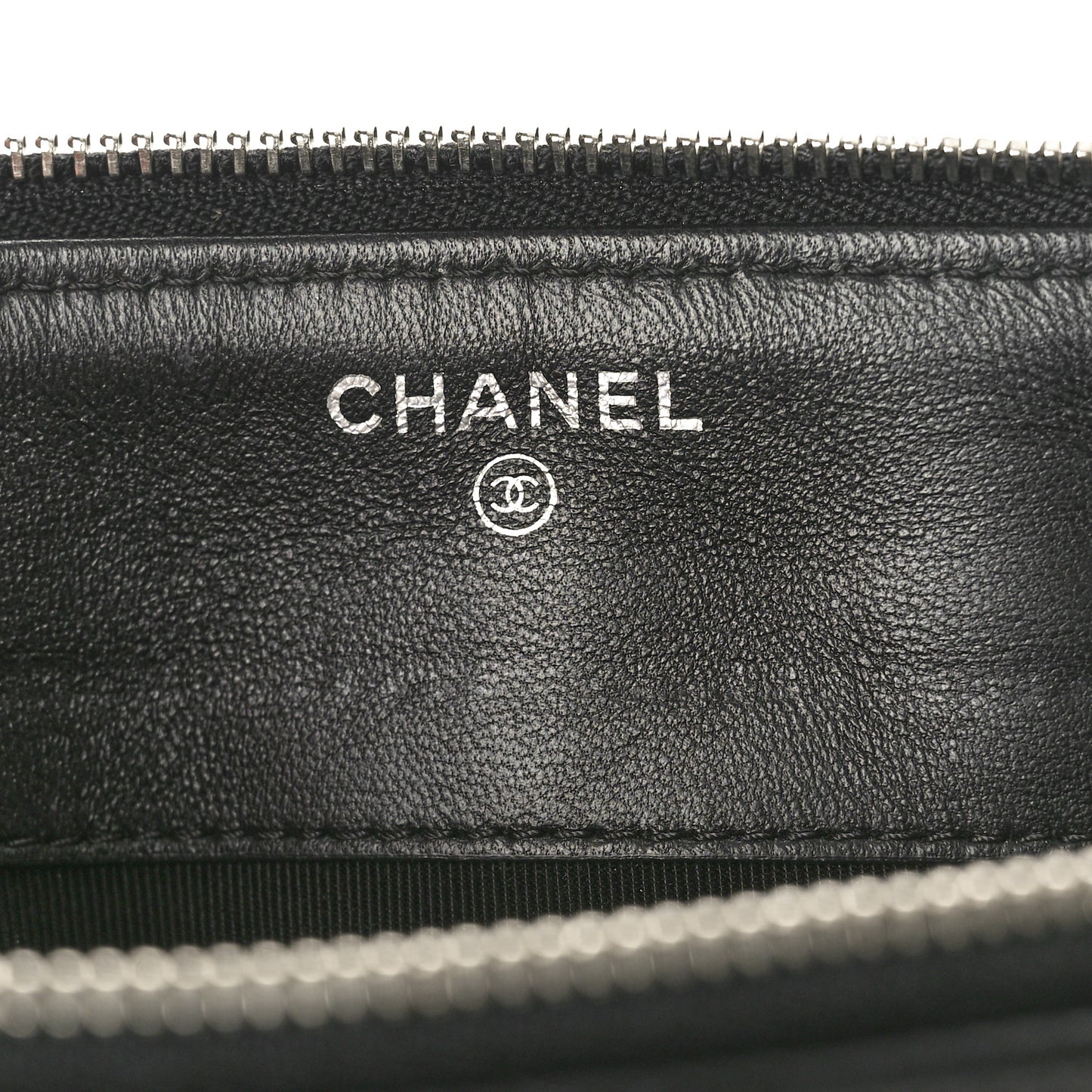 Lambskin Quilted Large Zipped Clutch Black