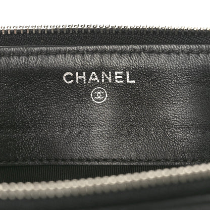 Chanel Lambskin Quilted Large Zipped Clutch Black 6 of 9