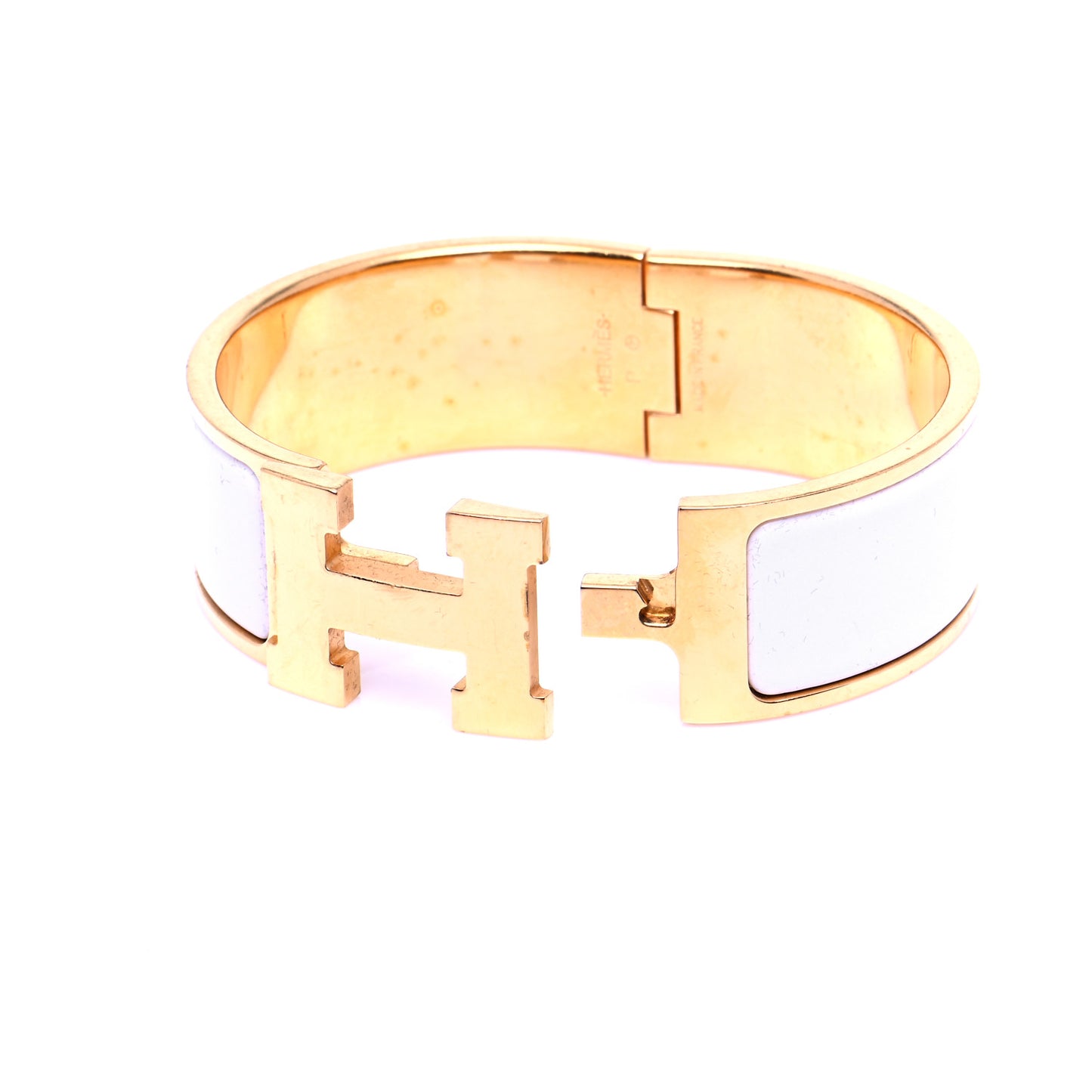 Enamel Wide Clic Clac H Bracelet PM White