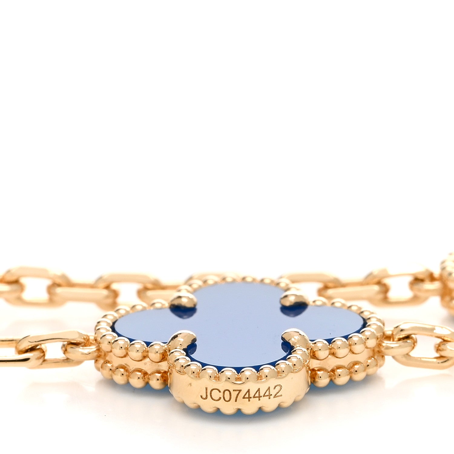 Van Cleef & Arpels 18K Yellow Gold Blue Agate 5 Motifs Vintage Alhambra Bracelet 3 of 4