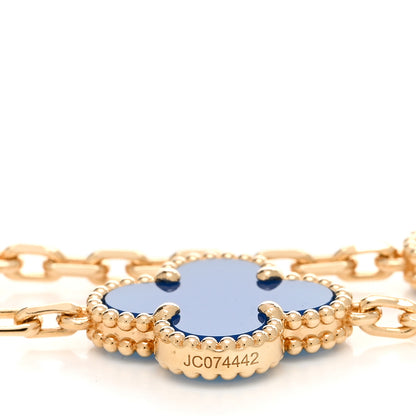 Van Cleef & Arpels 18K Yellow Gold Blue Agate 5 Motifs Vintage Alhambra Bracelet 3 of 4