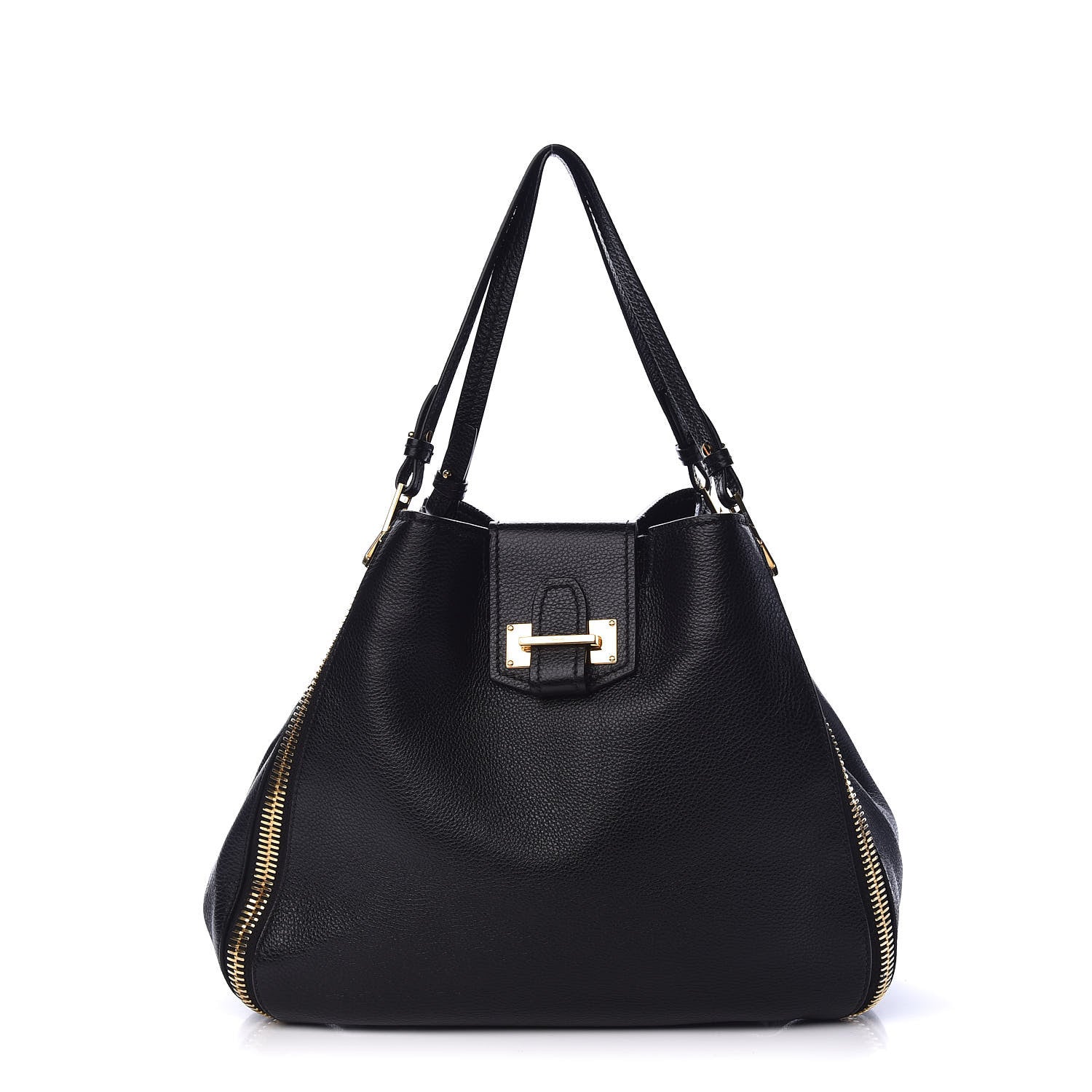 Tom Ford Grained Calfskin Sedgwick Medium Zipper Tote Black 1 of 15