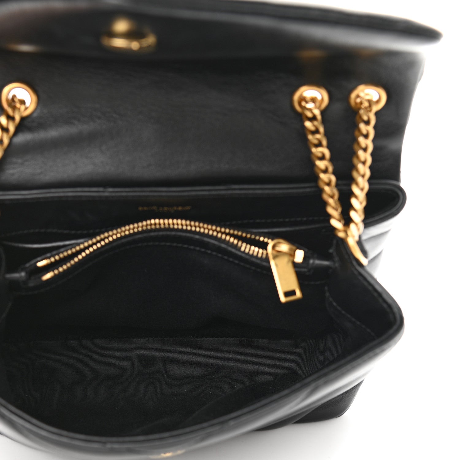 Saint Laurent Calfskin Y Quilted Monogram Small Loulou Chain Satchel Black 5 of 11