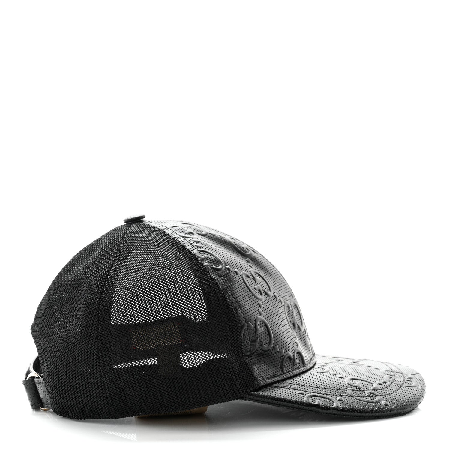 Gucci Calfskin Mesh GG Tennis Embossed Gary Baseball Hat M Black 10 of 18