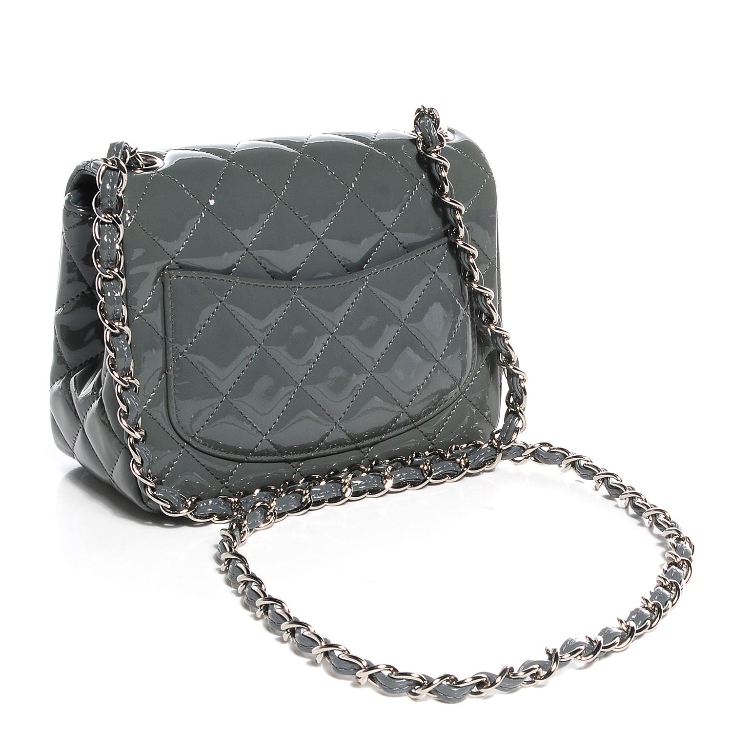 Chanel Patent Mini Square Flap Grey 3 of 8