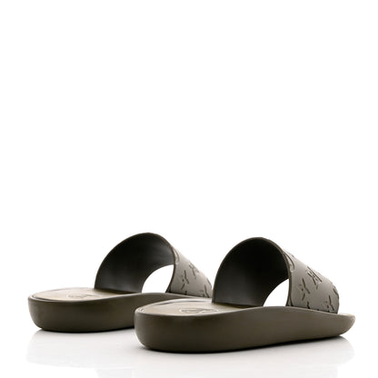 Louis Vuitton Matte Rubber Monogram Embossed Sunbath Slide Sandals 38 Khaki 4 of 9