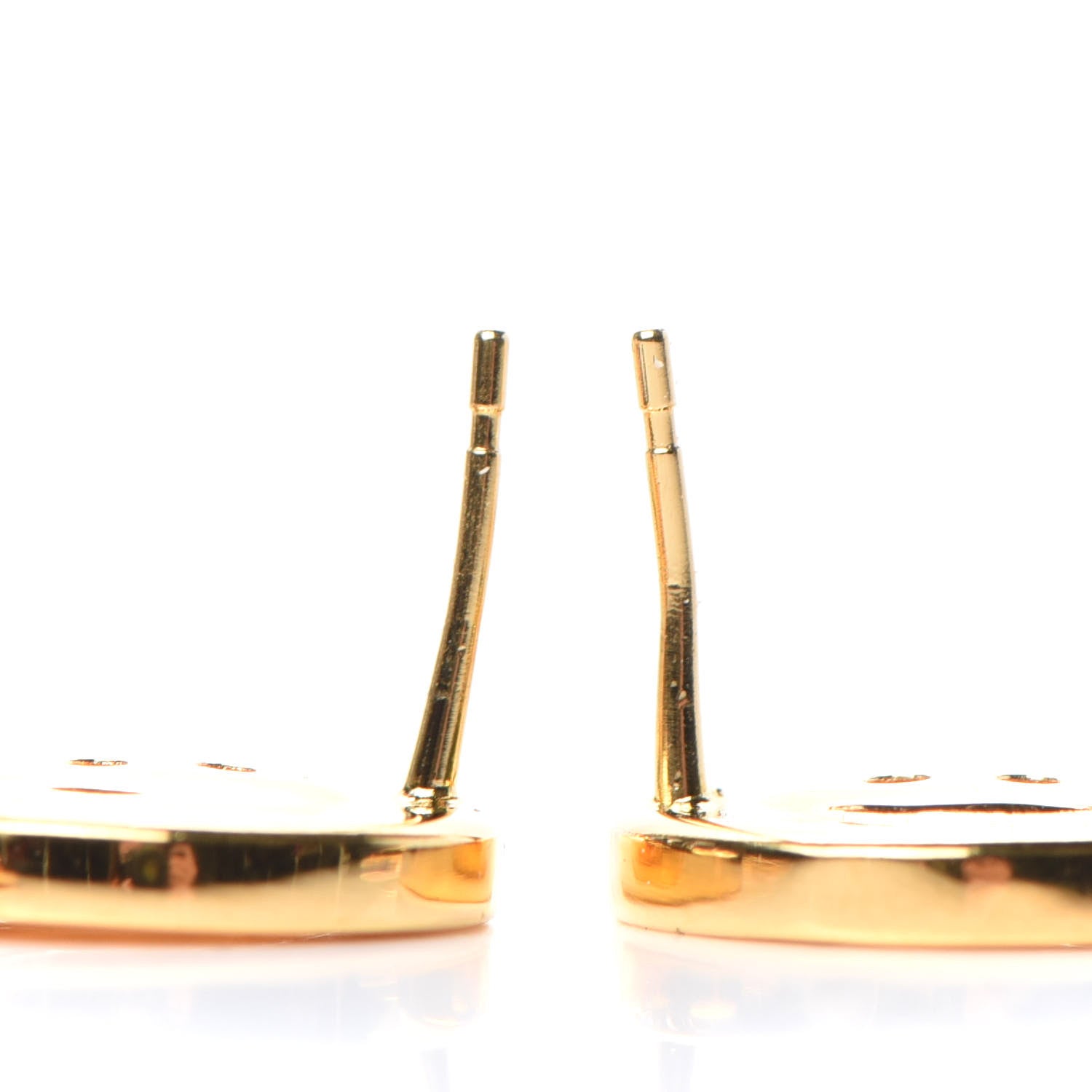 Chanel Metal Large Paris Button Earrings Gold 3 of 4