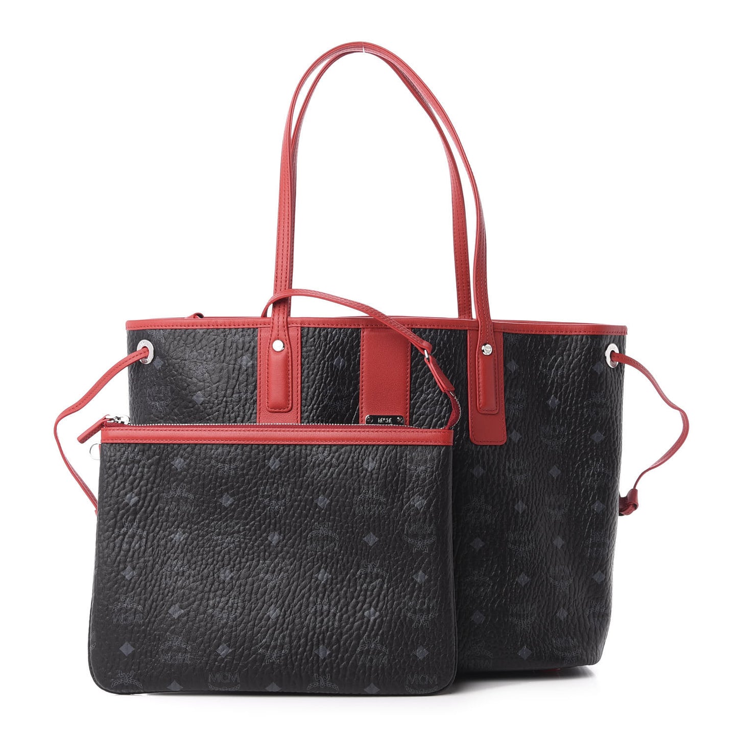 Visetos Medium Liz Reversible Shopper Tote Black Red
