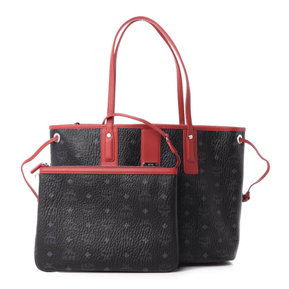 MCM Visetos Medium Liz Reversible Shopper Tote Black Red 1 of 19