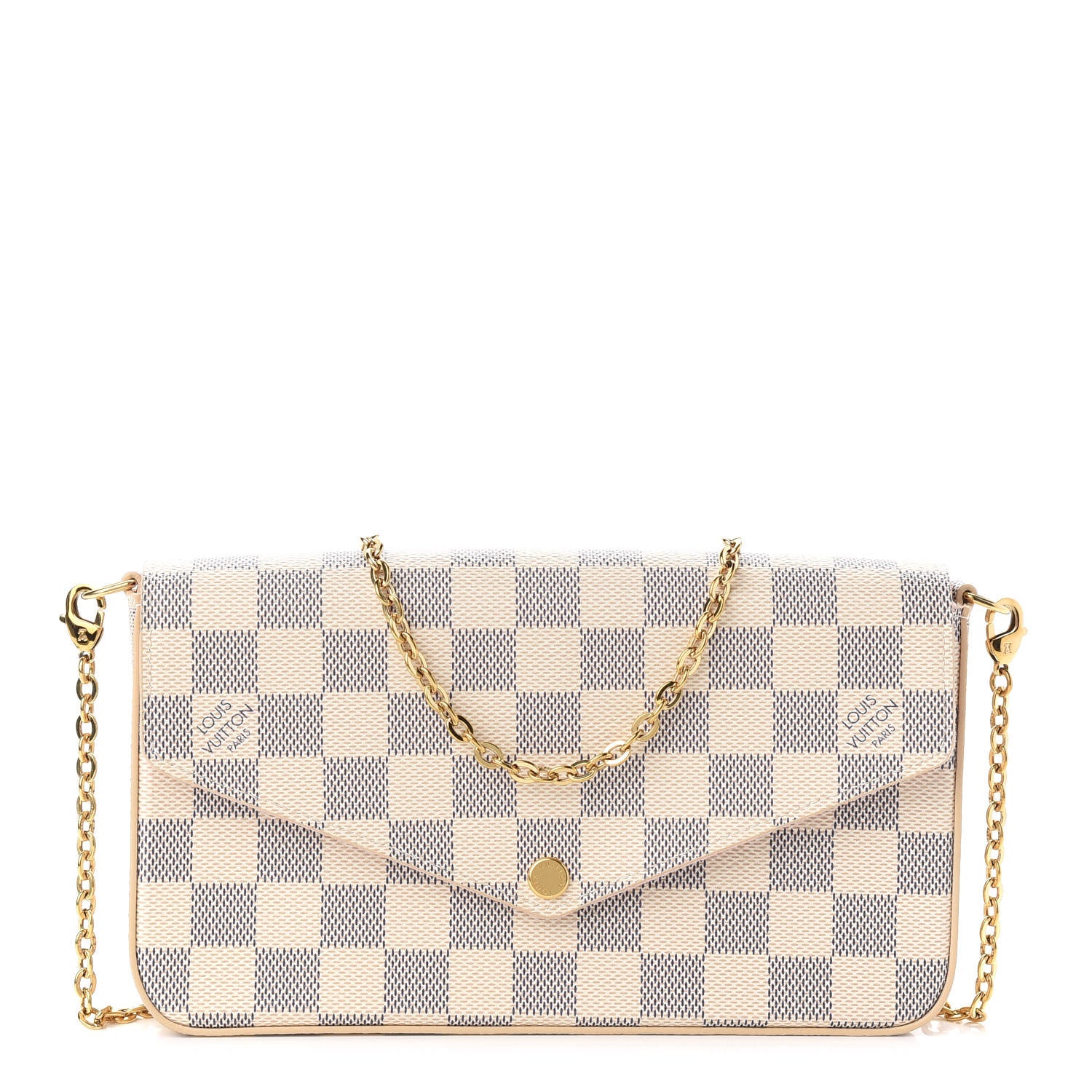 Louis Vuitton Damier Azur Pochette Felicie Chain Wallet Rose Ballerine 1 of 9