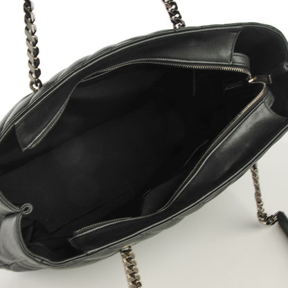 Saint Laurent Sheepskin Matelasse Chevron Large Monogram Shopping Bag Black 7 of 7