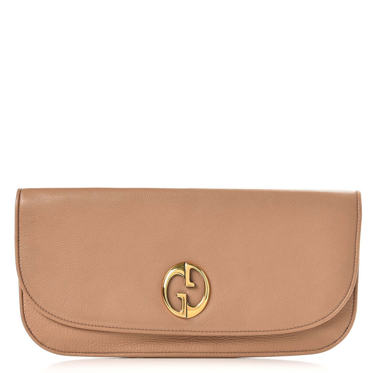 Gucci Pebbled Calfskin 1973 Clutch Beige 2 of 10