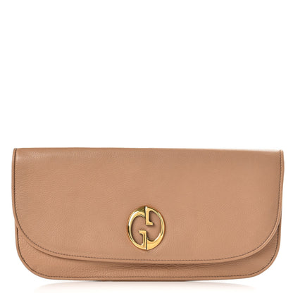 Gucci Pebbled Calfskin 1973 Clutch Beige 2 of 10