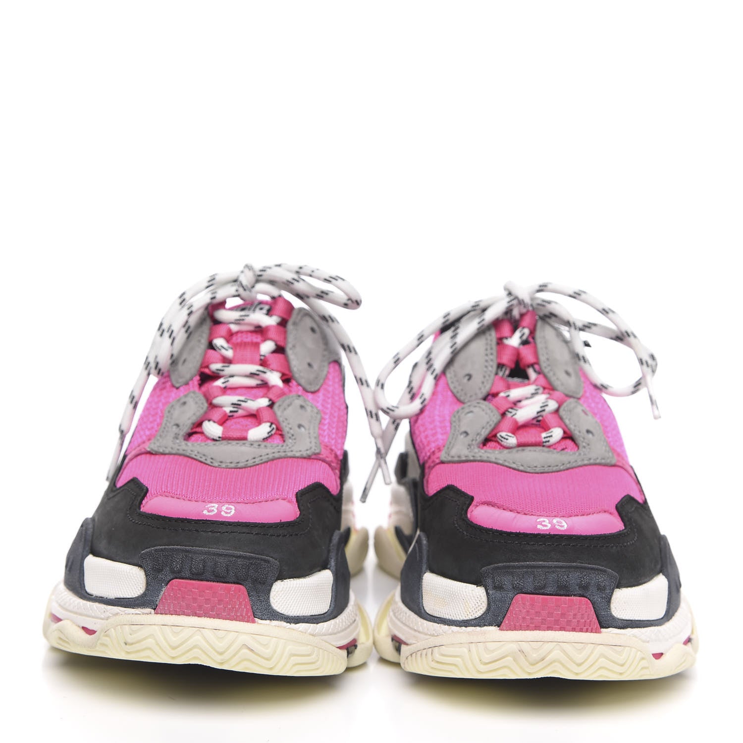 Balenciaga Fabric Mesh Womens Triple S Sneakers 39 Fluo Pink Grey White 2 of 7