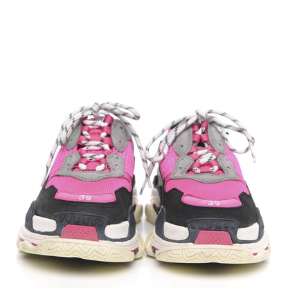 Balenciaga Fabric Mesh Womens Triple S Sneakers 39 Fluo Pink Grey White 2 of 7