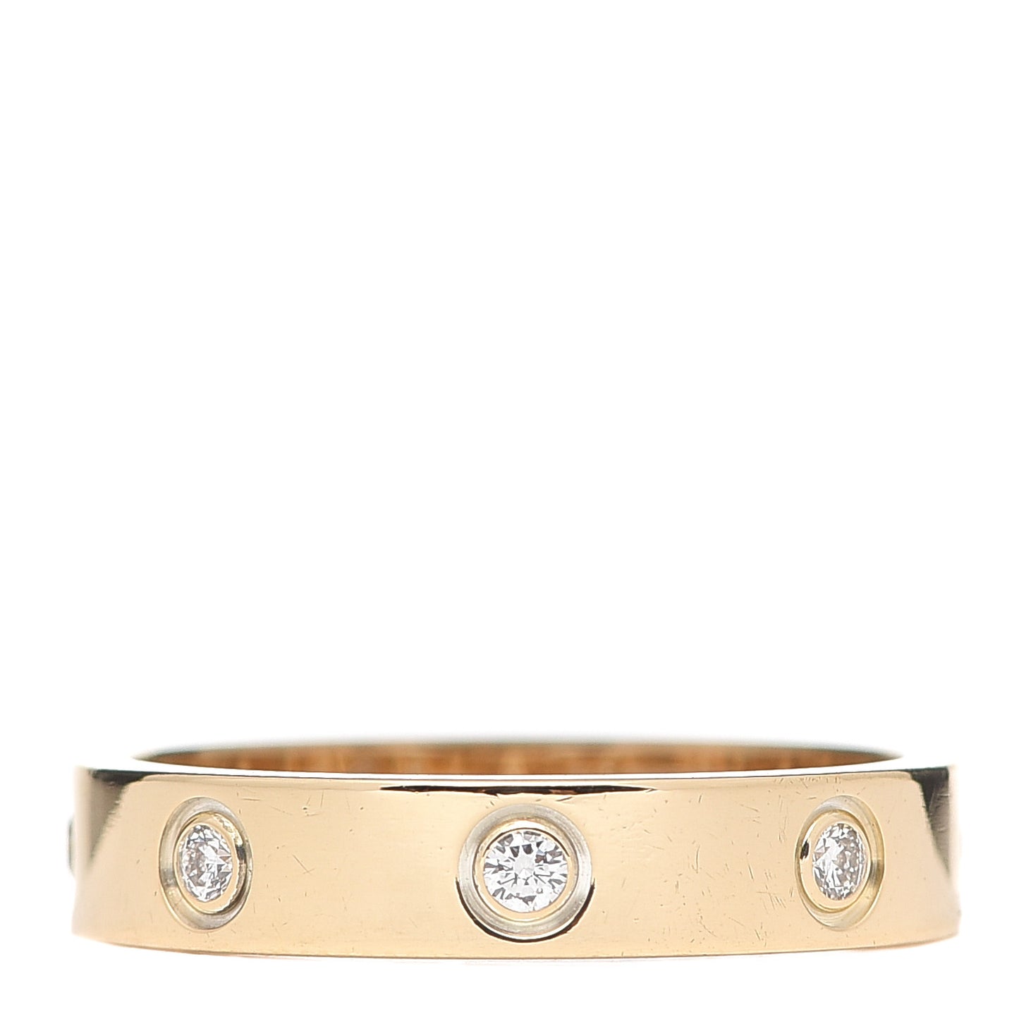 18K Yellow Gold 8 Diamond 4mm LOVE Wedding Band Ring 54 6.75