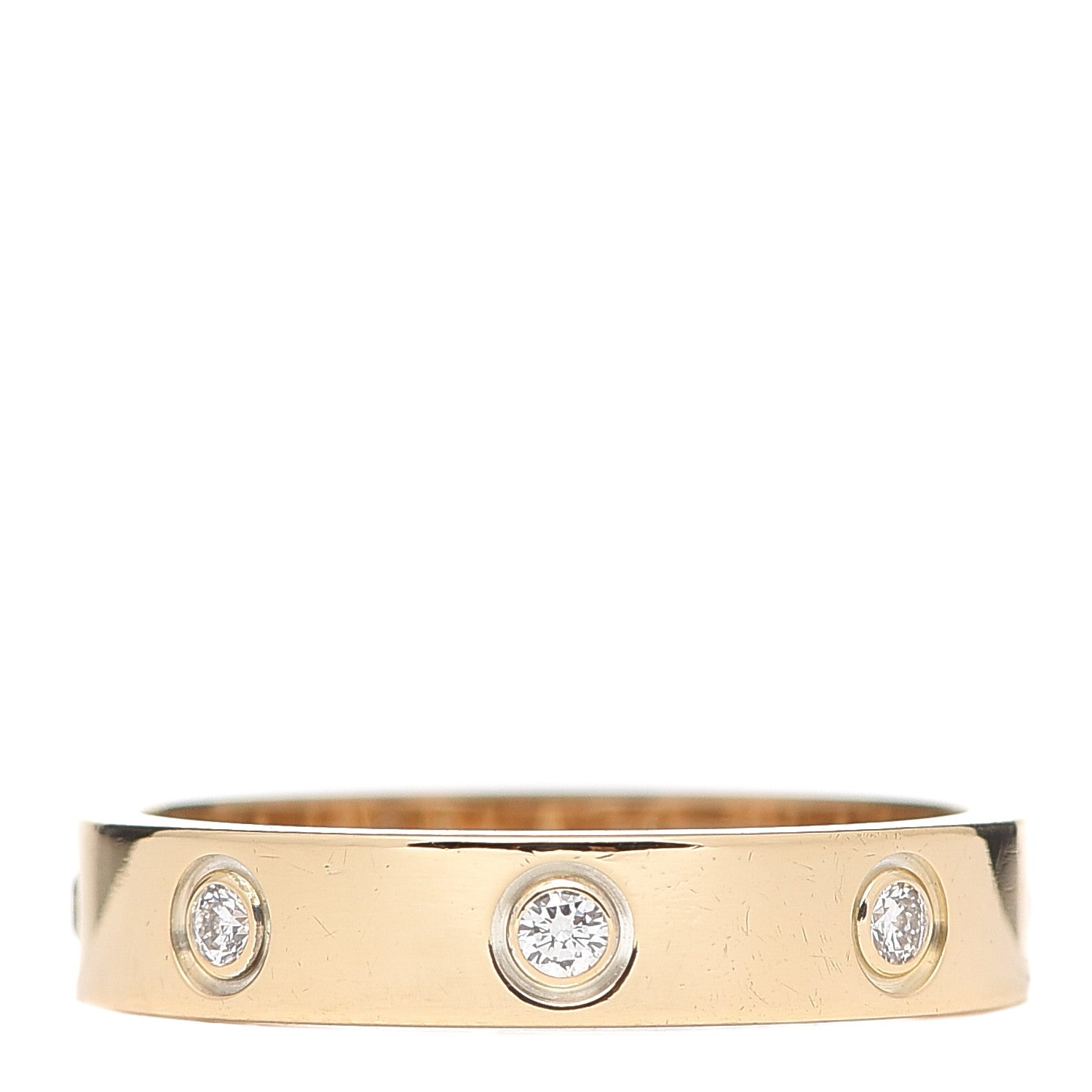 Cartier 18K Yellow Gold 8 Diamond 4mm LOVE Wedding Band Ring 54 6.75 1 of 4