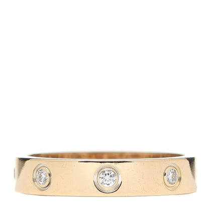 Cartier 18K Yellow Gold 8 Diamond 4mm LOVE Wedding Band Ring 54 6.75 1 of 4