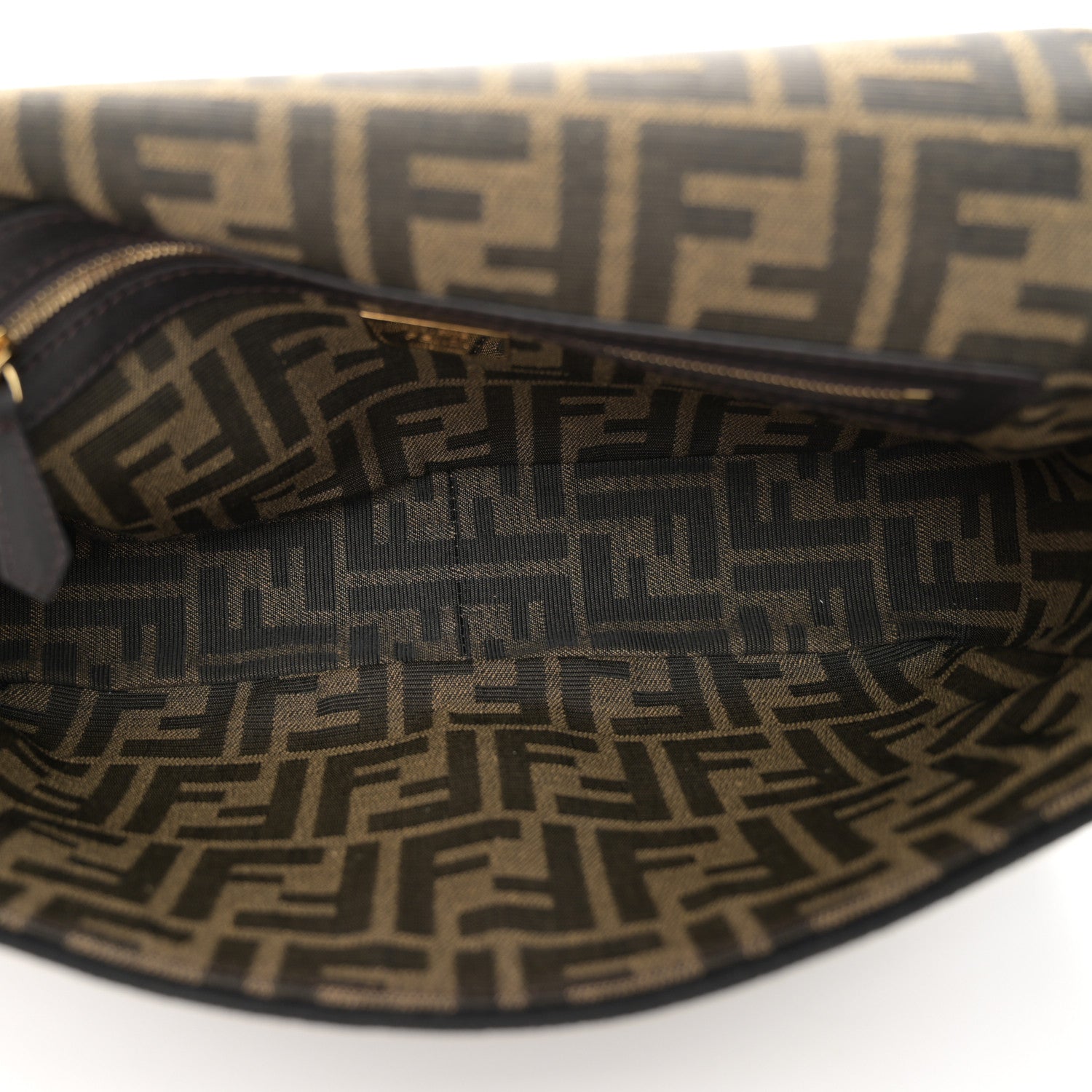 Fendi Fabric Jacquard FF 1974 Medium Baguette Tobacco Moro Black 5 of 10