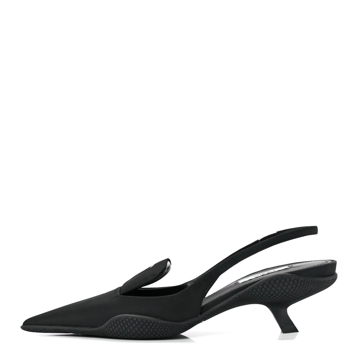 Prada Nylon Logo Pointed Toe 45mm Slingback Pumps 36.5 Black 1 of 7