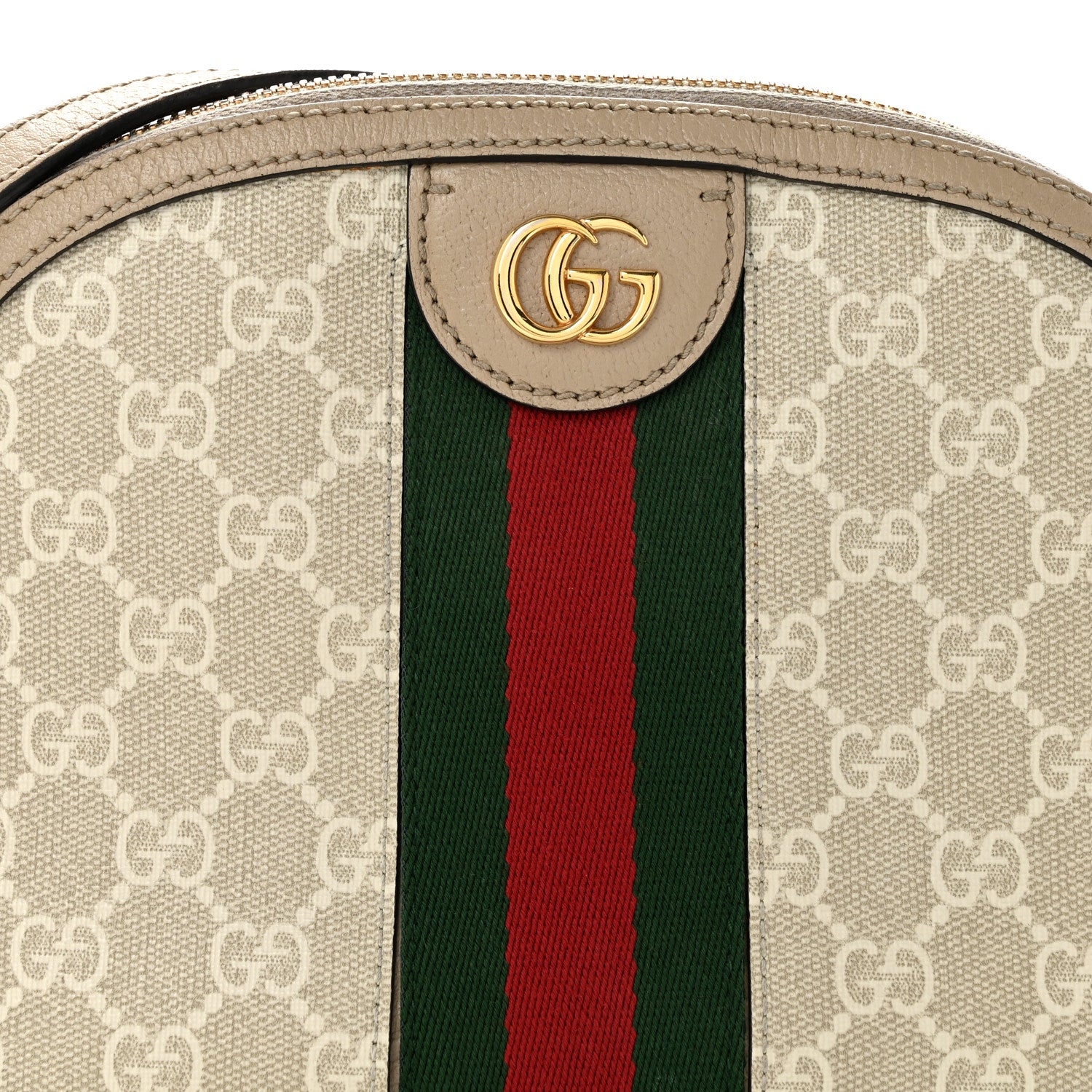 Gucci GG Supreme Monogram Textured Dollar Calfskin Web Small Ophidia Dome Shoulder Beige Mystic White Oatmeal 8 of 16