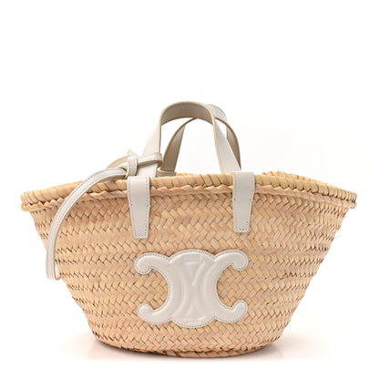 Celine Raffia Calfskin Triomphe Teen Panier White 1 of 11