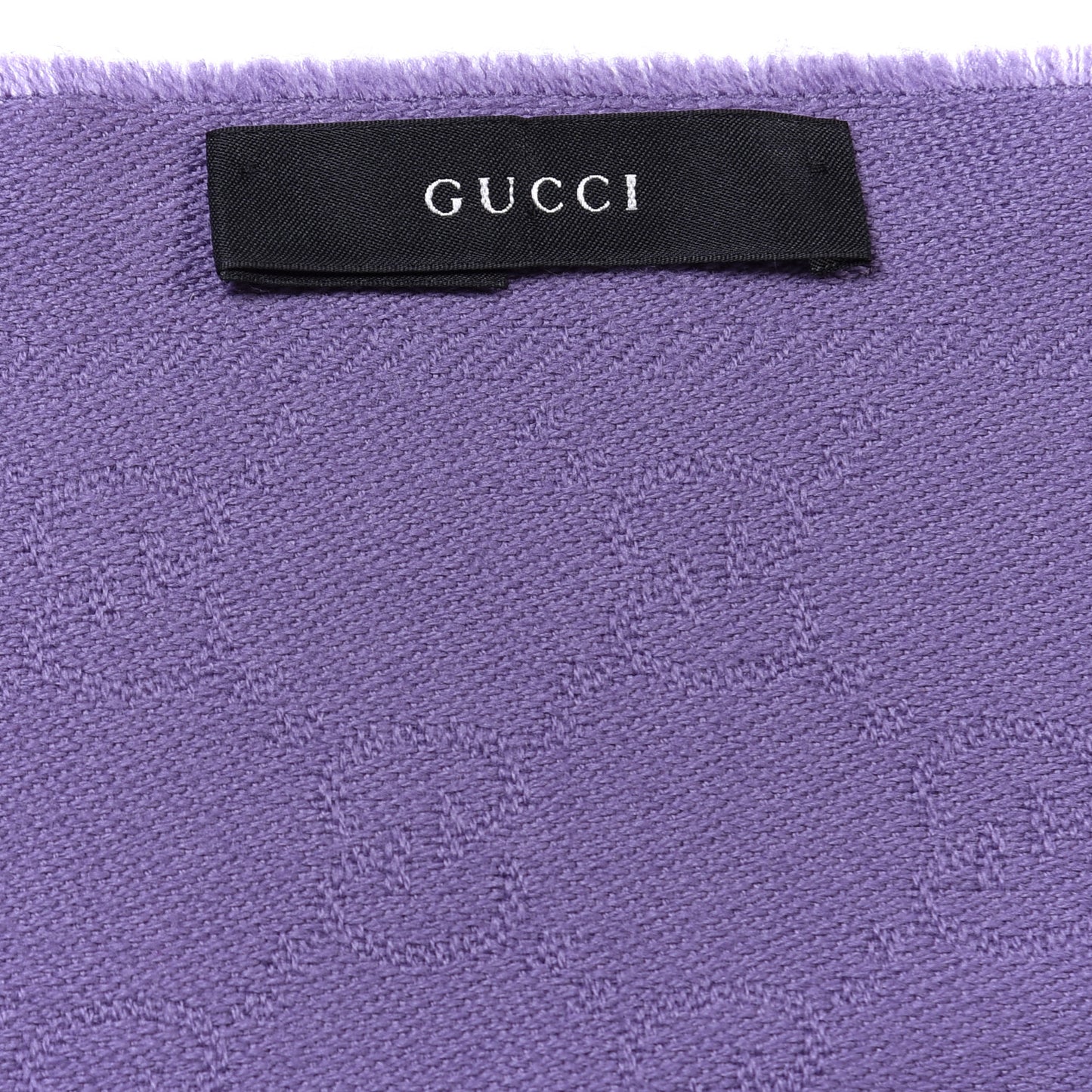 Wool Monogram Fringe Scarf Purple