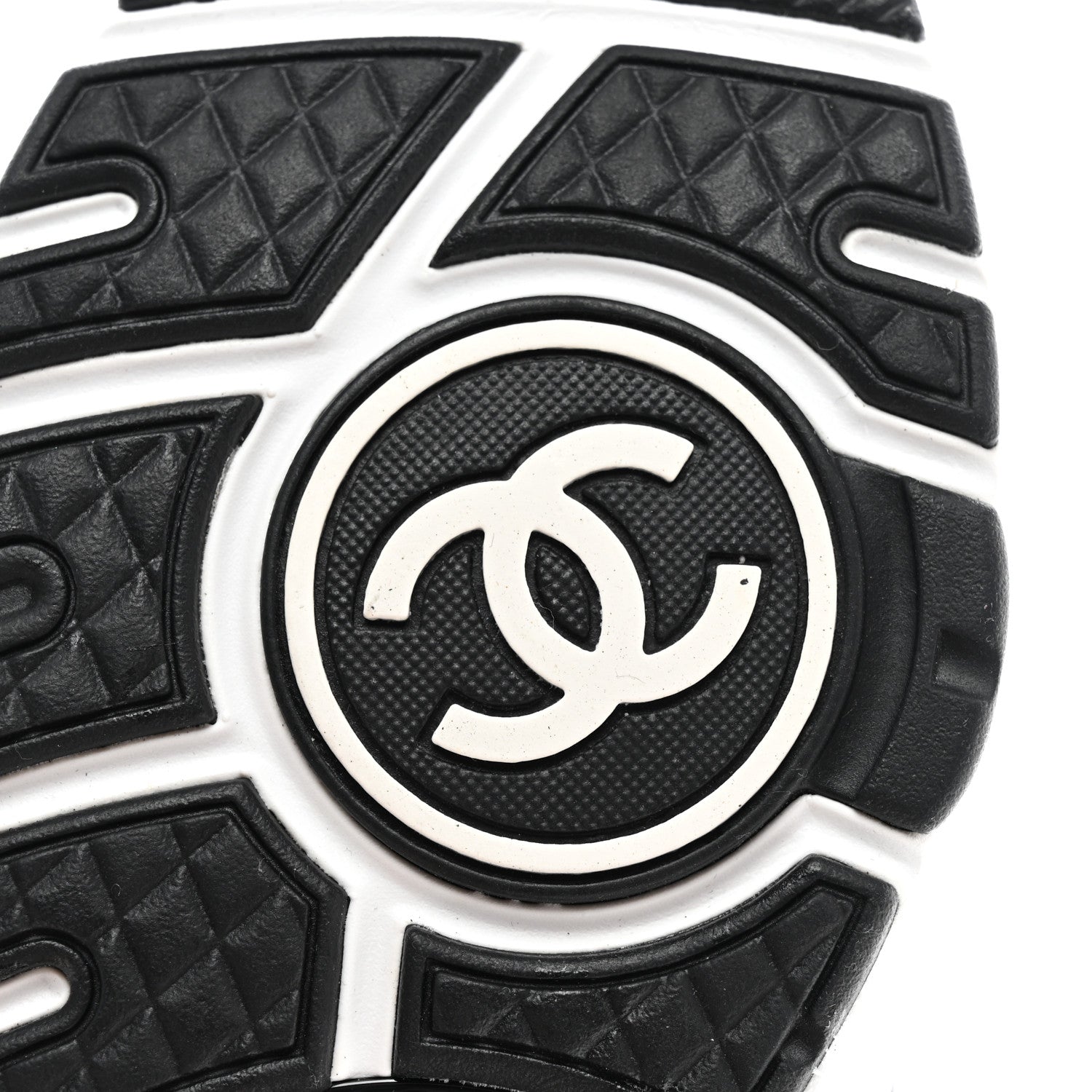 Chanel Knit Fabric Suede Calfskin Womens CC Sneakers 37 Grey Black 6 of 9