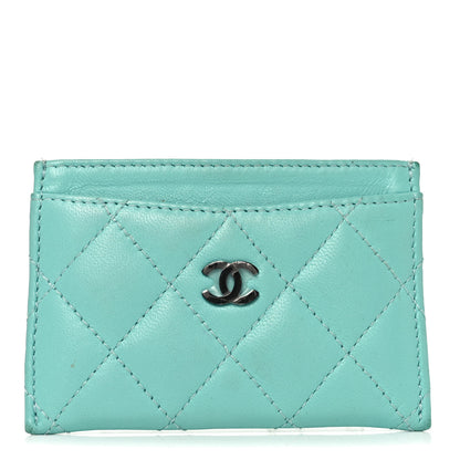 Chanel Lambskin Quilted Card Holder Turquoise 1 of 9