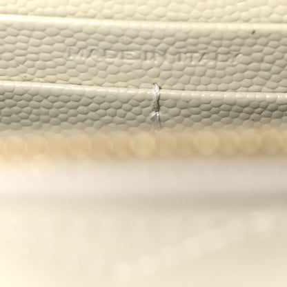 Saint Laurent Grain De Poudre Matelasse Chevron Monogram Envelope Chain Wallet Optical White 7 of 10