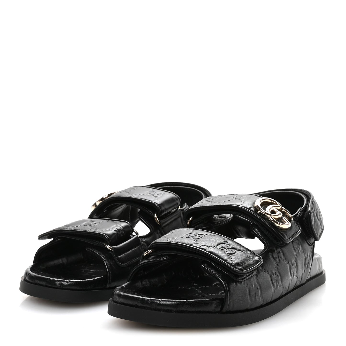 Guccissima GG Embossed Womens Sandals 37.5 Black