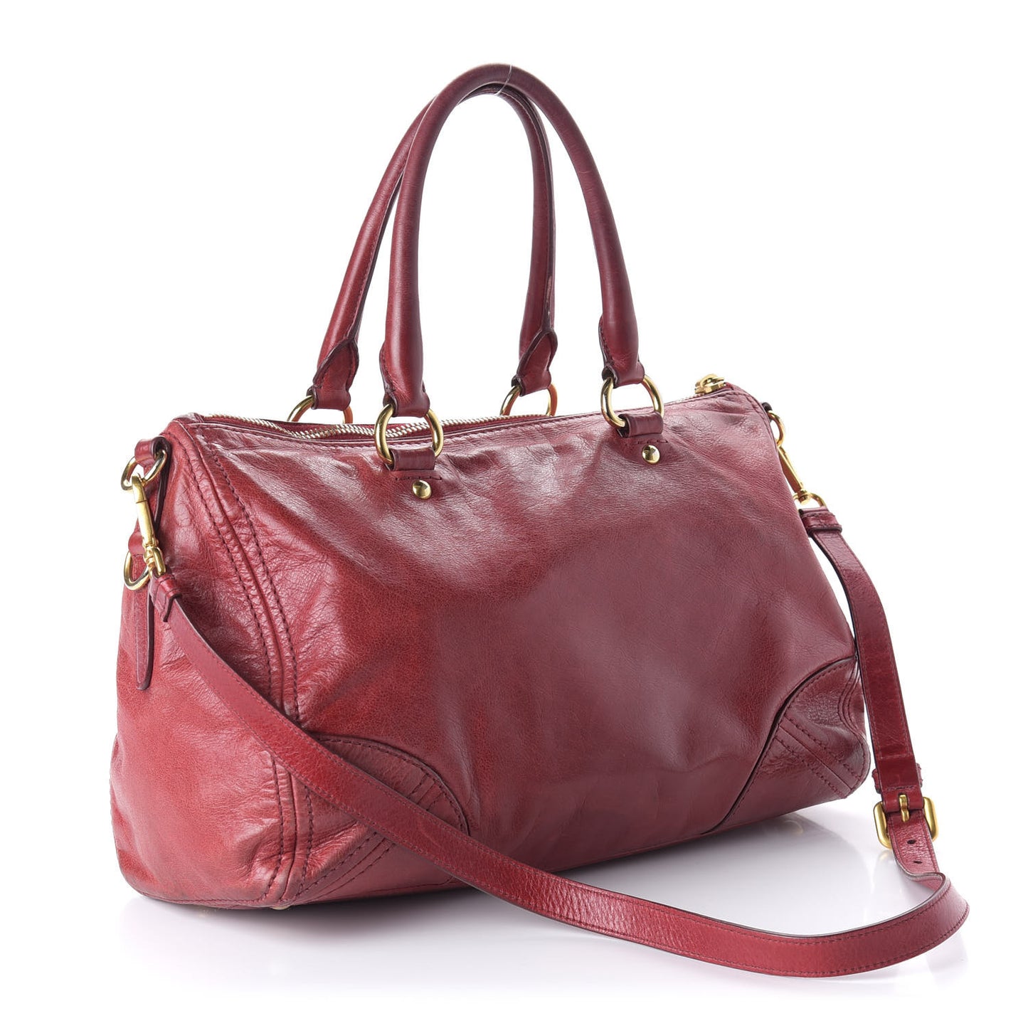 Vitello Shine Shopping Satchel Red
