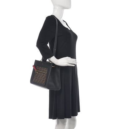 Fendi Vitello Century F is Fendi FF 1974 Embossed Small Runaway Satchel Black Maya 2 of 9