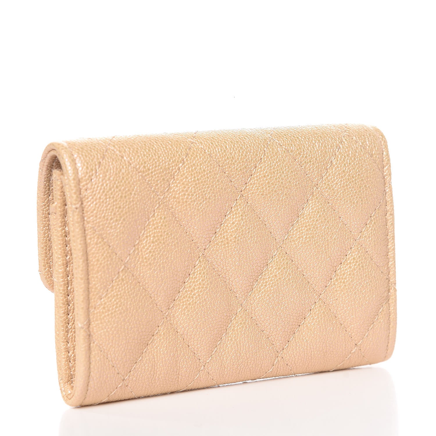 Chanel Iridescent Caviar Quilted Flap Card Holder Beige 3 of 9